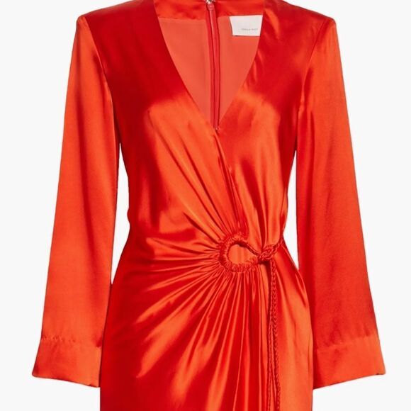 CINQ à SEPT Serena Silk Faux Wrap Deep V-Neck Midi Long Sleeve Dress NWT $695 - Picture 2 of 2